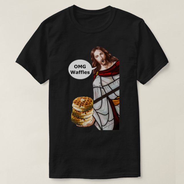 Camiseta Jesus OMG waffles (Frente do Design)