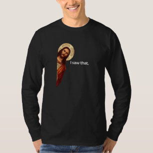 Camiseta Jesus Peeking Eu Vi Esse Engraçado Meme Cristão Zi