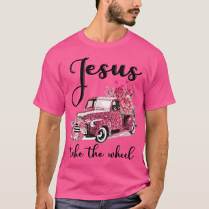 Camiseta Jesus Pega A Roda Leopardo Carro Rosa Floral Je