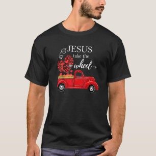 Camiseta Jesus Pega A Roda Vermelha Caminhão Coração Fé Deu