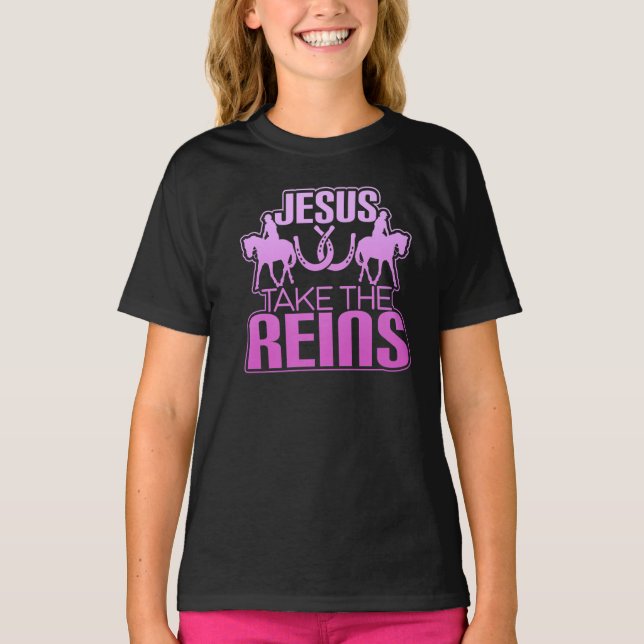 Camiseta Jesus Pega As Reinas Legal Cavalo De Raça    - (Frente)