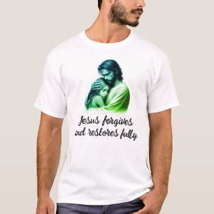 Camiseta Jesus perdoa e restaura completamente religioso