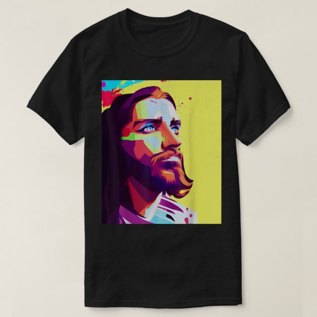 Camiseta Jesus Pop Art Jesus Cristo frente ao católico cris (Frente do Design)