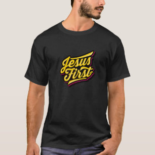 Camiseta Jesus Primeiro Fé Cristã Para Deus Religião Fãs