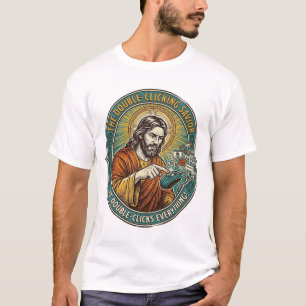 Camiseta Jesus Quebrou o Mouse com Duplo Clique TI Escritór