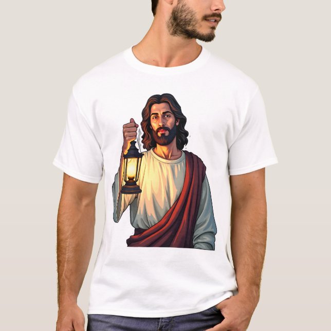 Camiseta Jesus Quiet Lantern Vintage Engraving (Frente)