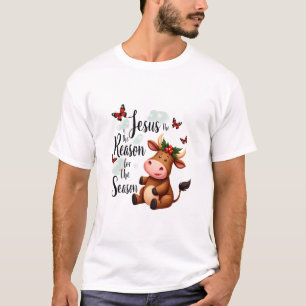 Camiseta Jesus Razão para a Temporada Vaca Natal Cristã