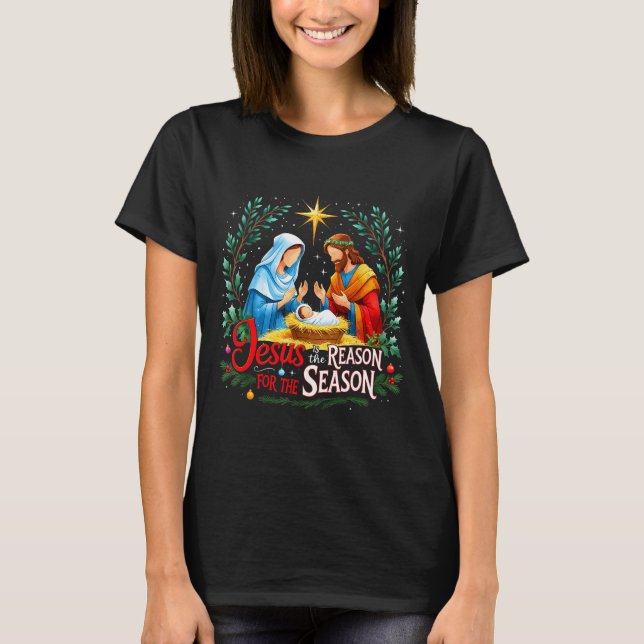 Camiseta Jesus Reason For The Season Nativity Christmas Des (Frente)
