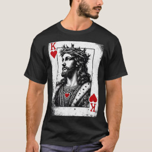 Camiseta Jesus rei de copas jogo de cartas religioso retrô