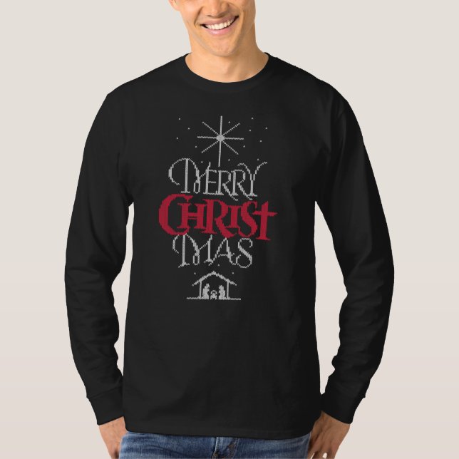 Camiseta Jesus religioso cristão doce de Natal feio (Frente)