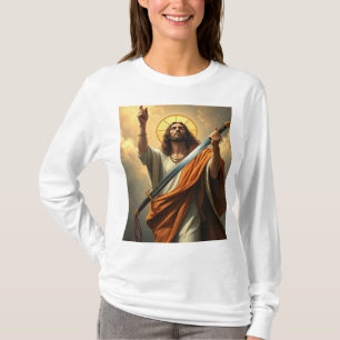 Camiseta Jesus retorna com uma Espada de Lata Longa das Mul