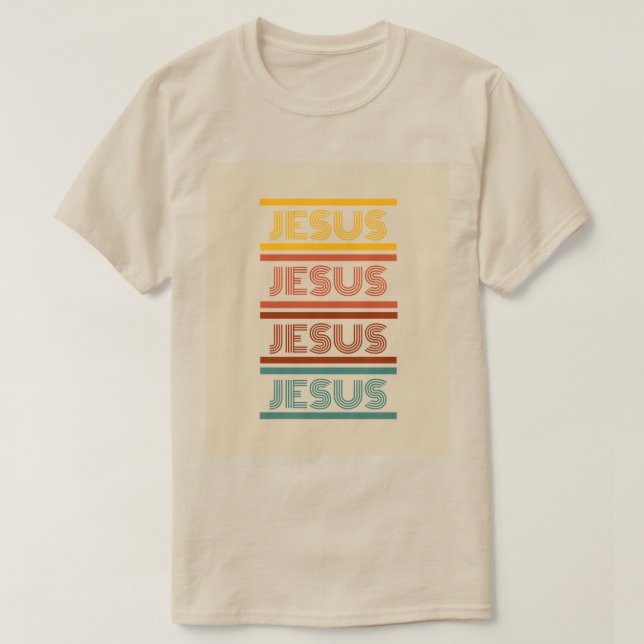Camiseta Jesus retraía o unisexo de chá branco (Frente do Design)