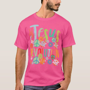 Camiseta Jesus Revolução Fé Retrô Groovy Flor Paz S
