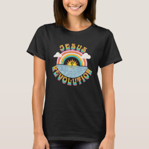 Camiseta Jesus revolução Pessoas retrô-sol arco-íris