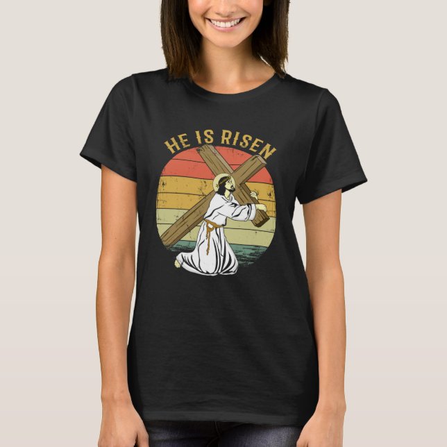 Camiseta Jesus Risen Religous Easter Sunday Christian Jesus (Frente)