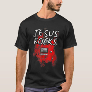 Camiseta Jesus Rocks Guitar Guitarrista Elétrico Christian