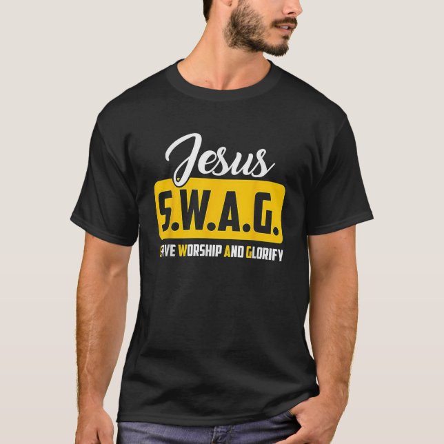 Camiseta JESUS S W A G Serve Culto E Glorifique Christian (Frente)
