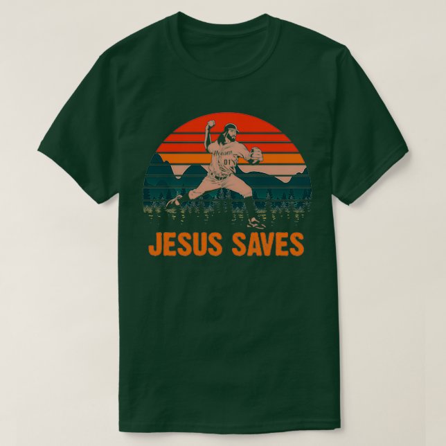 Camiseta Jesus salva beisebol Jesus (Frente do Design)