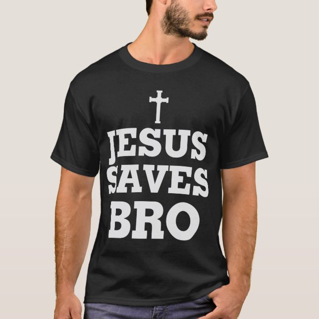 Camiseta Jesus-Salva-Bro-Engraçado-Dizendo (Frente)