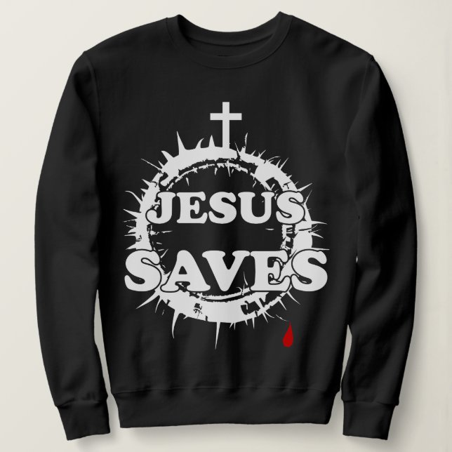 Camiseta Jesus salva com cruz e coroa de cornos (Frente do Design)