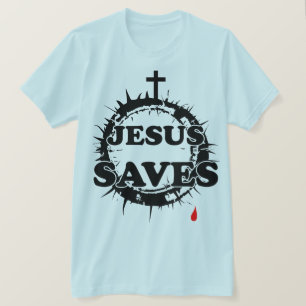 Camiseta Jesus salva com cruz e coroa de cornos