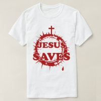 Jesus salva com cruz e coroa de cornos