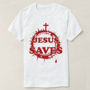 Camiseta Jesus salva com cruz e coroa de cornos