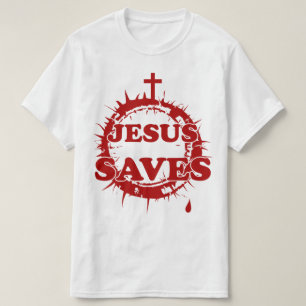 Camiseta Jesus salva com cruz e coroa de cornos
