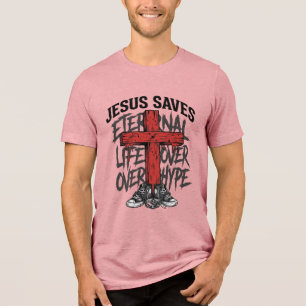 Camiseta Jesus Salva Cruz Vintage Roupas Cristãs de Rua Shi