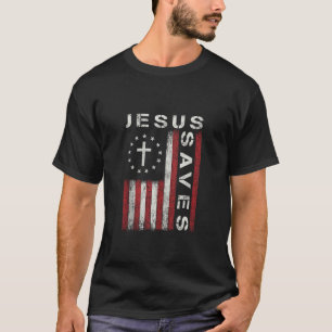 Camiseta Jesus Salva EUA Cristão Deus Bíblia Fé Cruz Re