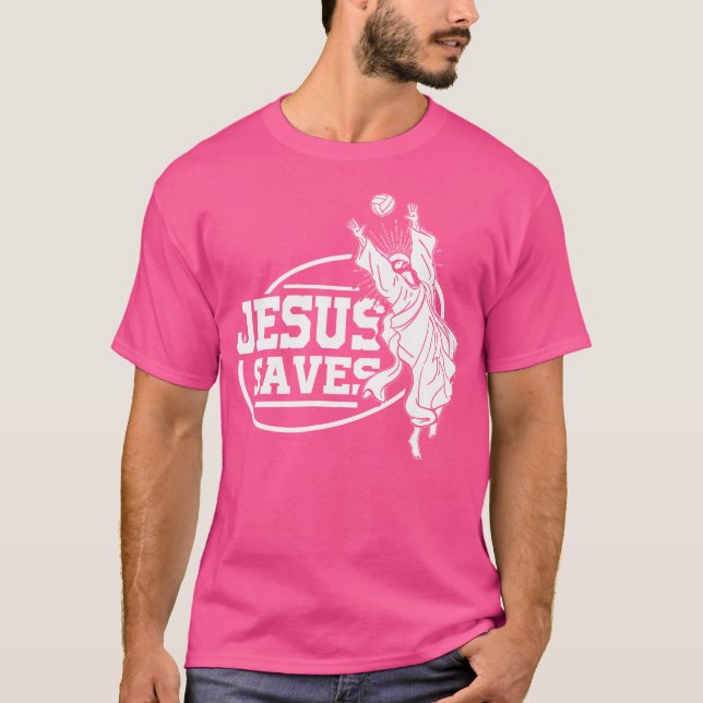 Camiseta Jesus salva garotas de voleibol (Frente)