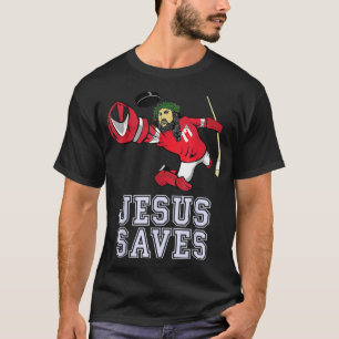 Camiseta Jesus salva golfe de hóquei no gelo esportes Chri 