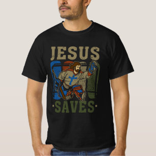 Camiseta Jesus salva golfe de hóquei no gelo esportes Chri 