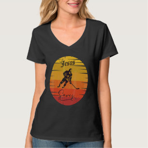 Camiseta Jesus salva Hockey Goal Religião Cristão