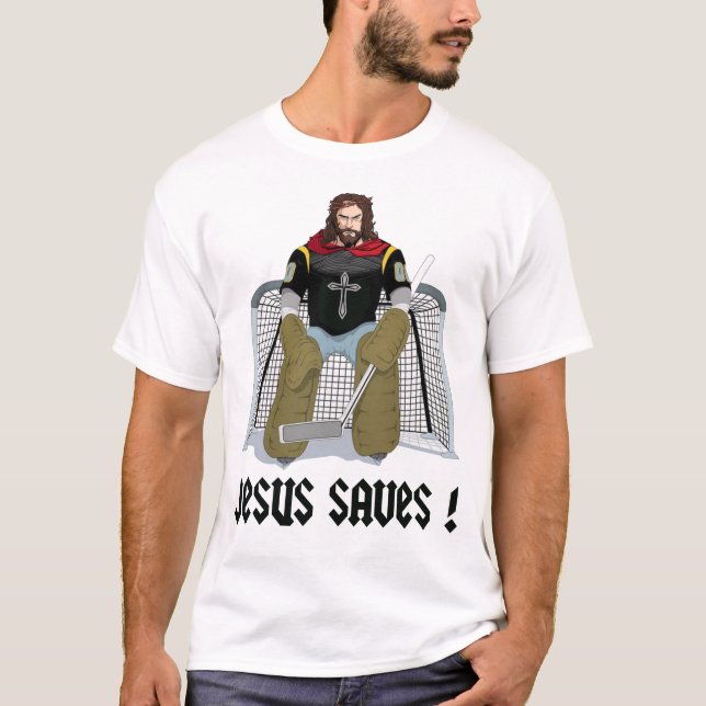 Camiseta Jesus Salva Hóquei no Gelo (Frente)
