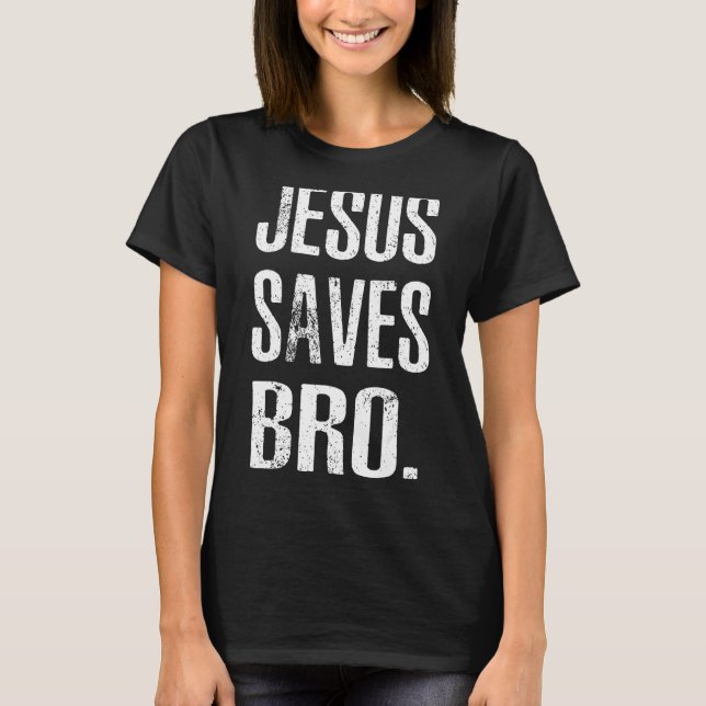 Camiseta Jesus Salva Irmão Vintage Religião Cristã (Frente)