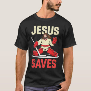 Camiseta Jesus salva jogador de hóquei no gelo cristão dive