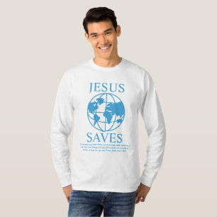 Camiseta Jesus salva o azul gráfico dos anos 90