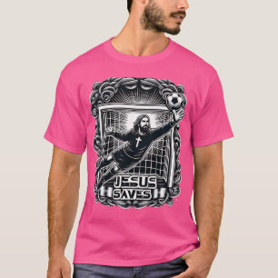 Camiseta Jesus salva o goleiro. Futebol de Jesus
