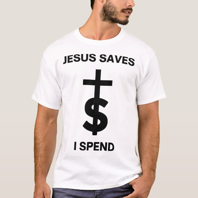 Camiseta Jesus salva que eu passo - preto no branco (Frente)