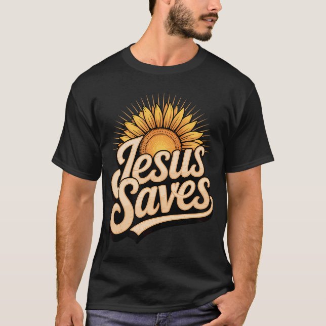 Camiseta Jesus Salva Subtil Girassol Cristão Religioso F (Frente)