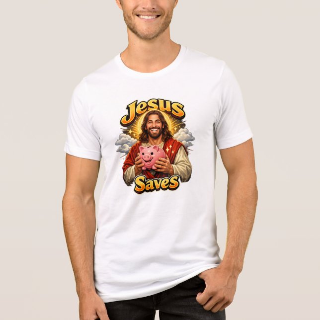 Camiseta Jesus Salva - Vintage Engraçado  (Frente)