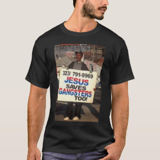 Camiseta jesus-salvar-gângsteres-demasiado - personalizados