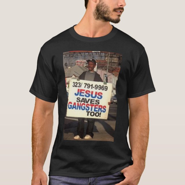 Camiseta jesus-salvar-gângsteres-demasiado - personalizados (Frente)