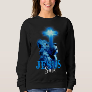 Camiseta Jesus Salve Escritura de Bíblia Cote Leão Cristão