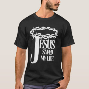 Camiseta Jesus Salvou Minha Vida Cruz Cristã Coroa Coroa T