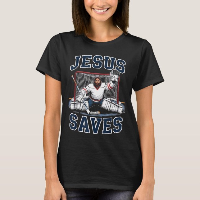 Camiseta Jesus Saves Hockey Player Team God Hockey Lovers H (Frente)