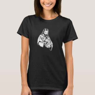Camiseta Jesus segurando Baphomet Cabra Oculto Tatuagem Sat