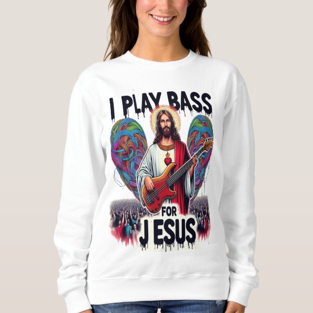 Camiseta Jesus segurando um violão de baixo (Frente)