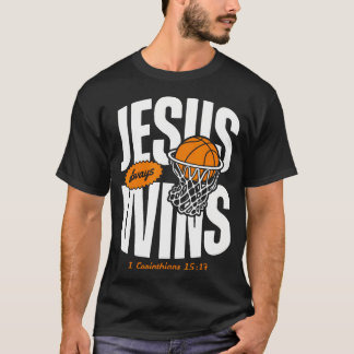 Camiseta Jesus Sempre Vence Basquetebol Bíblico Cristão